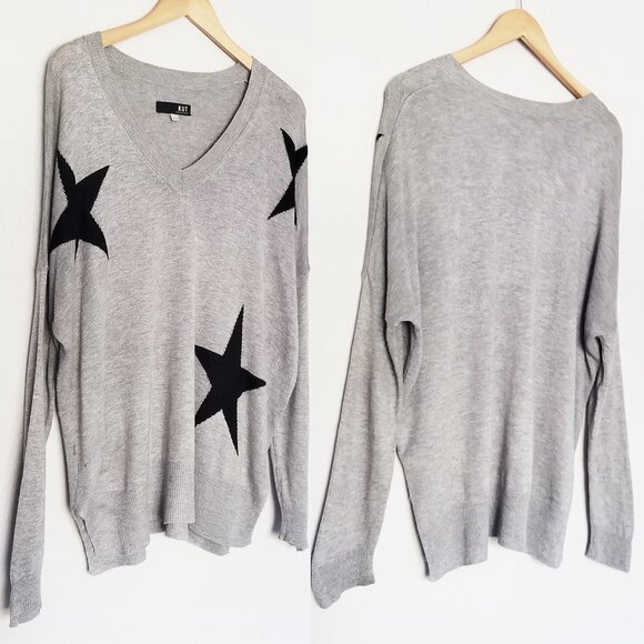 Kut‎ From The Kloth Gray Star Pullover V Neck Sweater S Cashmere Blend Jumper - Picture 12 of 14